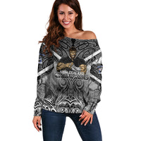 New Zealand Off Shoulder Sweater Rugby Aotearoa Champions DT02 Women Black - Polynesian Pride