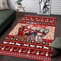Dog Sled Christmas Area Rug Husky Sleigh Ride Design - Polynesian Pride