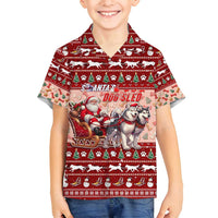 Dog Sled Christmas Family Matching Puletasi and Hawaiian Shirt Husky Sleigh Ride Design - Polynesian Pride