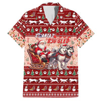 Dog Sled Christmas Family Matching Summer Maxi Dress and Hawaiian Shirt Husky Sleigh Ride Design - Polynesian Pride