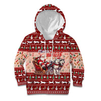 Dog Sled Christmas Kid Hoodie Husky Sleigh Ride Design - Polynesian Pride
