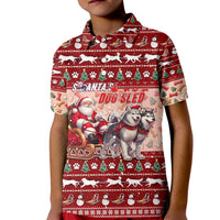 Dog Sled Christmas Kid Polo Shirt Husky Sleigh Ride Design - Polynesian Pride
