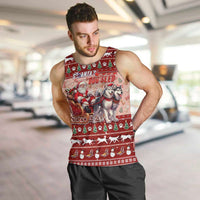 Dog Sled Christmas Men Tank Top Husky Sleigh Ride Design - Polynesian Pride