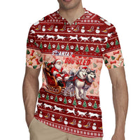 Dog Sled Christmas Rugby Jersey Husky Sleigh Ride Design - Polynesian Pride