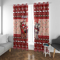 Dog Sled Christmas Window Curtain Husky Sleigh Ride Design - Polynesian Pride