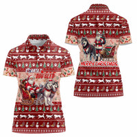 Dog Sled Christmas Women Polo Shirt Husky Sleigh Ride Design - Polynesian Pride