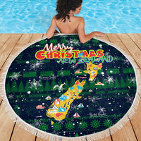 Merry Christmas New Zealand Beach Blanket Xmas Travel Map - Polynesian Pride
