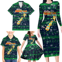 Merry Christmas New Zealand Family Matching Long Sleeve Bodycon Dress and Hawaiian Shirt Xmas Travel Map - Polynesian Pride