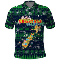 Merry Christmas New Zealand Polo Shirt Xmas Travel Map - Polynesian Pride