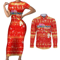 Merry Christmas Hawaii Couples Matching Short Sleeve Bodycon Dress and Long Sleeve Button Shirt Xmas Travel Map - Polynesian Pride