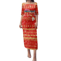 Merry Christmas Hawaii Family Matching Puletasi and Hawaiian Shirt Xmas Travel Map - Polynesian Pride