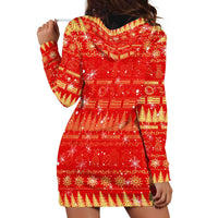 Merry Christmas Hawaii Hoodie Dress Xmas Travel Map - Polynesian Pride