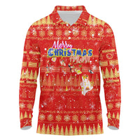 Merry Christmas Hawaii Long Sleeve Polo Shirt Xmas Travel Map - Polynesian Pride