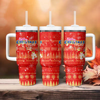 Merry Christmas Hawaii Tumbler With Handle Xmas Travel Map - Polynesian Pride