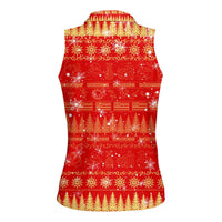 Merry Christmas Hawaii Women Sleeveless Polo Shirt Xmas Travel Map - Polynesian Pride