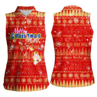 Merry Christmas Hawaii Women Sleeveless Polo Shirt Xmas Travel Map - Polynesian Pride