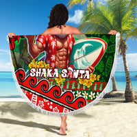 Mele Kalikimaka Shaka Santa Beach Blanket Hawaiian Surf Christmas Design with Aloha Spirit - Polynesian Pride