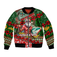 Mele Kalikimaka Shaka Santa Bomber Jacket Hawaiian Surf Christmas Design with Aloha Spirit - Polynesian Pride