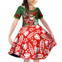 Mele Kalikimaka Shaka Santa Family Matching Off Shoulder Short Dress and Hawaiian Shirt Hawaiian Surf Christmas Design with Aloha Spirit - Polynesian Pride
