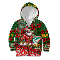 Mele Kalikimaka Shaka Santa Kid Hoodie Hawaiian Surf Christmas Design with Aloha Spirit - Polynesian Pride