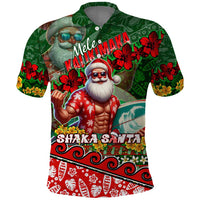 Mele Kalikimaka Shaka Santa Polo Shirt Hawaiian Surf Christmas Design with Aloha Spirit - Polynesian Pride