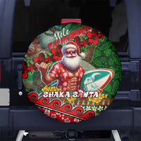 Mele Kalikimaka Shaka Santa Spare Tire Cover Hawaiian Surf Christmas Design with Aloha Spirit - Polynesian Pride