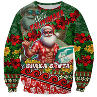 Mele Kalikimaka Shaka Santa Sweatshirt Hawaiian Surf Christmas Design with Aloha Spirit - Polynesian Pride