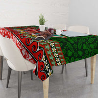 Mele Kalikimaka Shaka Santa Tablecloth Hawaiian Surf Christmas Design with Aloha Spirit - Polynesian Pride