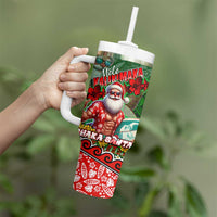 Mele Kalikimaka Shaka Santa Tumbler With Handle Hawaiian Surf Christmas Design with Aloha Spirit - Polynesian Pride