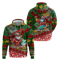 Mele Kalikimaka Shaka Santa Zip Hoodie Hawaiian Surf Christmas Design with Aloha Spirit - Polynesian Pride
