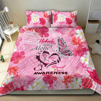 Butterfly Polynesia Breast Cancer Bedding Set Nobody Fights Alone Pink Out Tropical Hibiscus