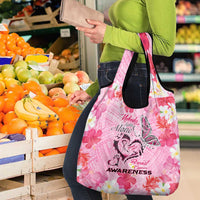 Butterfly Polynesia Breast Cancer Grocery Bag Nobody Fights Alone Pink Out Tropical Hibiscus