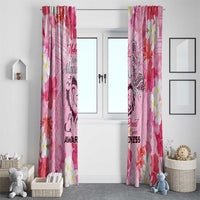 Butterfly Polynesia Breast Cancer Window Curtain Nobody Fights Alone Pink Out Tropical Hibiscus