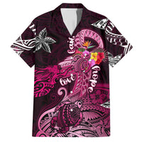 Breast Cancer Mermaid Polynesia Family Matching Summer Maxi Dress and Hawaiian Shirt Faith Hope Love DT02 Dad's Shirt - Short Sleeve Pink - Polynesian Pride