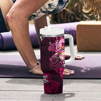 Breast Cancer Mermaid Polynesia Tumbler With Handle Faith Hope Love