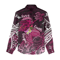 Breast Cancer Mermaid Polynesia Women Casual Shirt Faith Hope Love