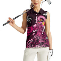 Breast Cancer Mermaid Polynesia Women Sleeveless Polo Shirt Faith Hope Love