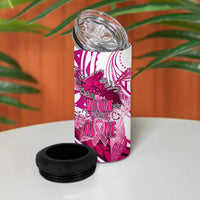 Breast Cancer Awareness Hawaii 4 in 1 Can Cooler Tumbler Polynesia Girl Nobody Fights Alone