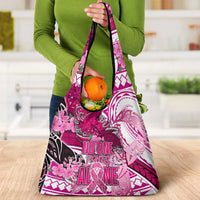 Breast Cancer Awareness Hawaii Grocery Bag Polynesia Girl Nobody Fights Alone