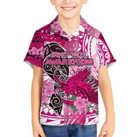 Breast Cancer Awareness Hawaii Kid Hawaiian Shirt Polynesia Girl Nobody Fights Alone DT02 Kid Pink - Polynesian Pride