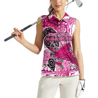Breast Cancer Awareness Hawaii Women Sleeveless Polo Shirt Polynesia Girl Nobody Fights Alone