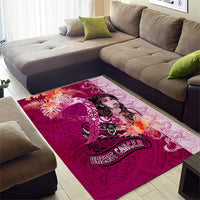 Breast Cancer New Zealand Area Rug Maori Aotearoa Girl Pink Out