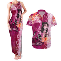 Breast Cancer New Zealand Couples Matching Tank Maxi Dress and Hawaiian Shirt Maori Aotearoa Girl Pink Out