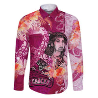 Breast Cancer New Zealand Family Matching Mermaid Dress and Hawaiian Shirt Maori Aotearoa Girl Pink Out DT02 Dad's Shirt - Long Sleeve Pink - Polynesian Pride