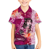 Breast Cancer New Zealand Family Matching Off Shoulder Maxi Dress and Hawaiian Shirt Maori Aotearoa Girl Pink Out DT02 Son's Shirt Pink - Polynesian Pride