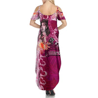 Breast Cancer New Zealand Family Matching Summer Maxi Dress and Hawaiian Shirt Maori Aotearoa Girl Pink Out