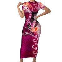 Breast Cancer New Zealand Short Sleeve Bodycon Dress Maori Aotearoa Girl Pink Out