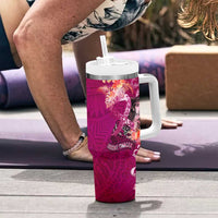 Breast Cancer New Zealand Tumbler With Handle Maori Aotearoa Girl Pink Out