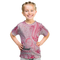 Breast Cancer Awareness Month Kid T Shirt Butterfly Polynesia Watercolor Pink DT02 Pink - Polynesian Pride