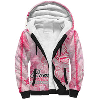 Breast Cancer Awareness Month Sherpa Hoodie Butterfly Polynesia Watercolor Pink